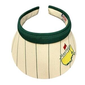 Vtg Masters golf sun visor Made in USA white green Pinstripes Texann by Texace